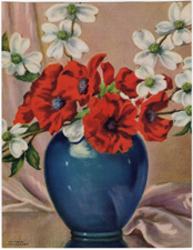 Vintage calendar art of flowers